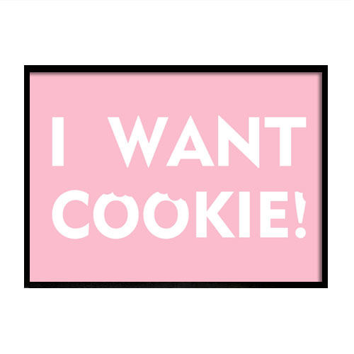 różowa grafika z napisem chcę ciasteczko