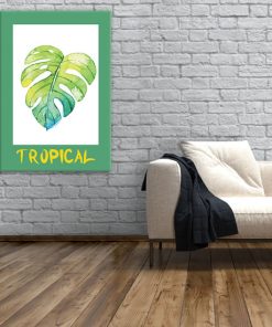 plakat z tropikalną rośliną