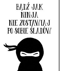Plakat z napisem i motywem ninja