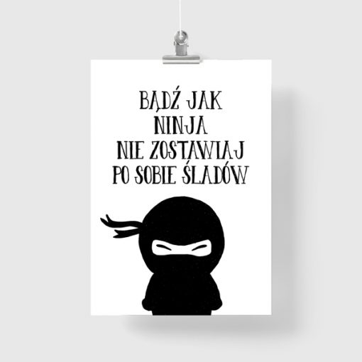 Typograficzny plakat z motywem ninja