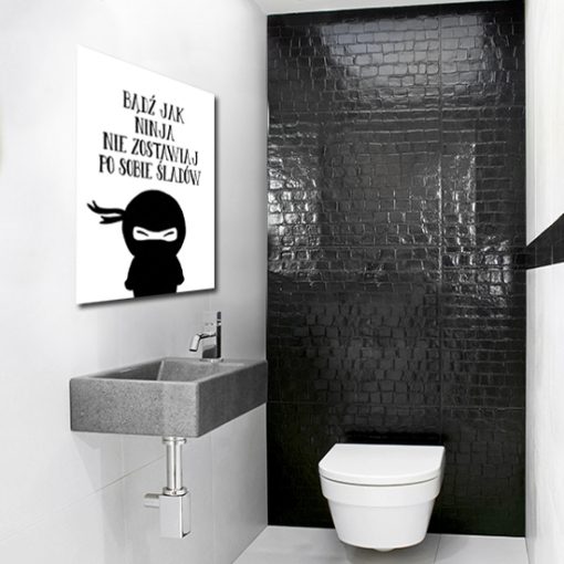 Czarno-biały plakat do toalety