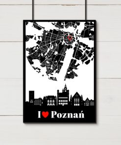 Plakat z mapką Poznania