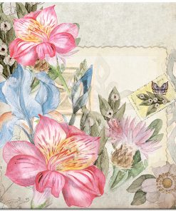 Plakat retro z motywem różowych kwiatów