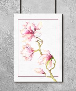 Plakat z kwiatami magnolii