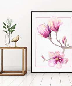 Plakat z magnolią do sypialni