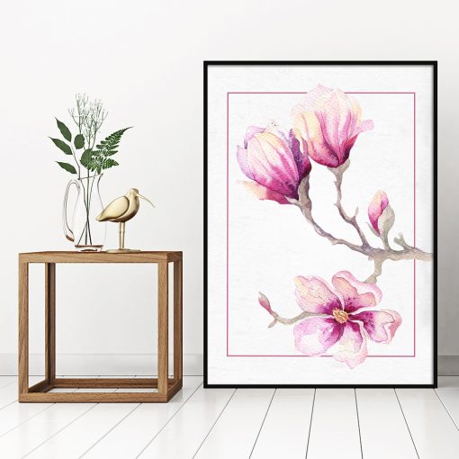 Plakat z magnolią do sypialni