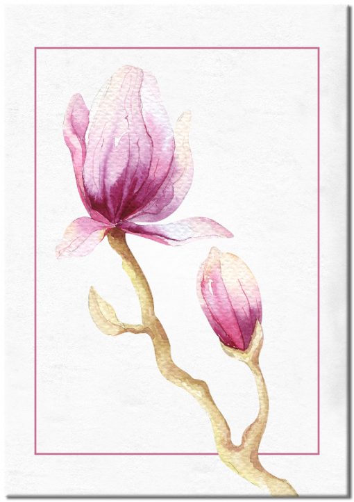 Plakat z różową magnolią