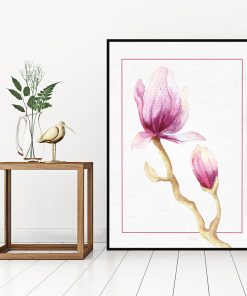 Plakat z różowym kwiatem do salonu