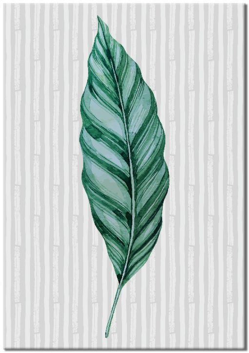 Plakat z ilustracją liścia i pasków