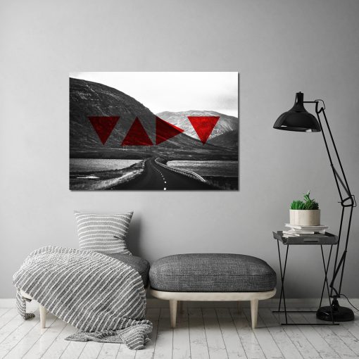 Plakat czarno-biały z elementami czerwieni do salonu