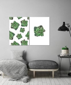 Plakat w zielony wzór kwiatów do salonu
