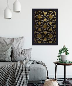 Plakat z czarno-żółtym wzorem do salonu