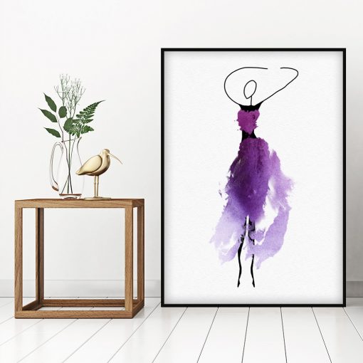Plakat z fioletową suknią do salonu
