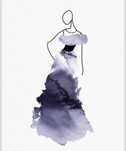 Plakat z kobietą i akwarelową suknią