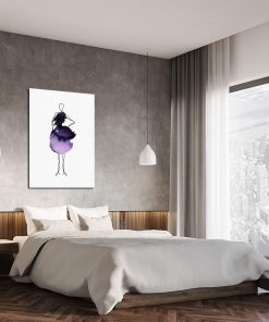 Plakat z elementami fioletu do sypialni