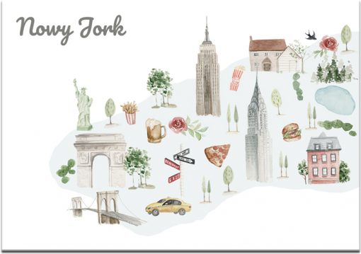 Plakat z motywem mapy Nowego Jorku