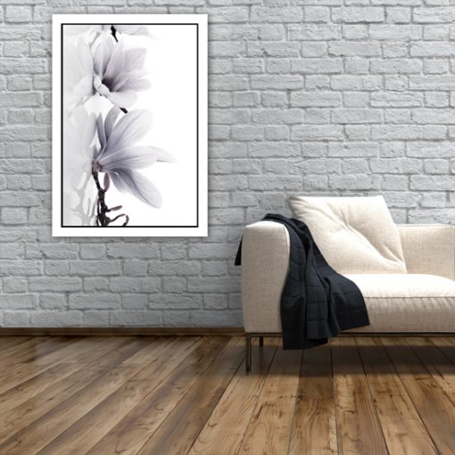 biała magnolia na plakacie