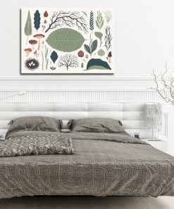 sypialnia z motywem leśnego plakatu