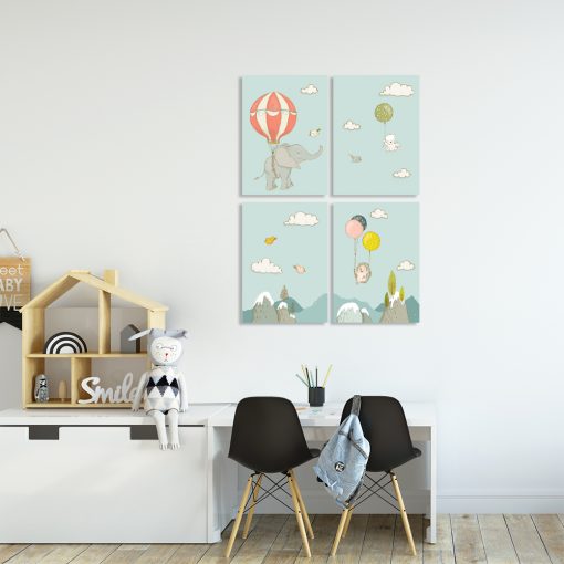 Niebieski zestaw plakatów do pokoju dziecięcego