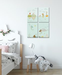 Niebieski zestaw plakatów do pokoju dziecięcego