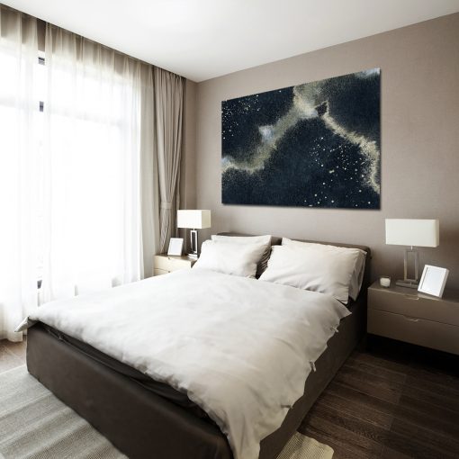 Granatowy plakat z abstrakcją do sypialni