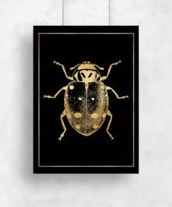Metaliczny plakat z owadem do sypialni