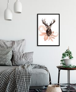 metaliczny plakat z jeleniem