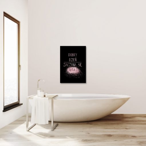 Różowo-złoty plakat na ścianę do łazienki