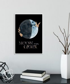 Plakat z napisem i księżycem