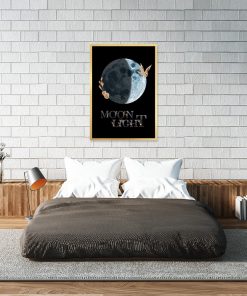 Plakat księżyc i napis