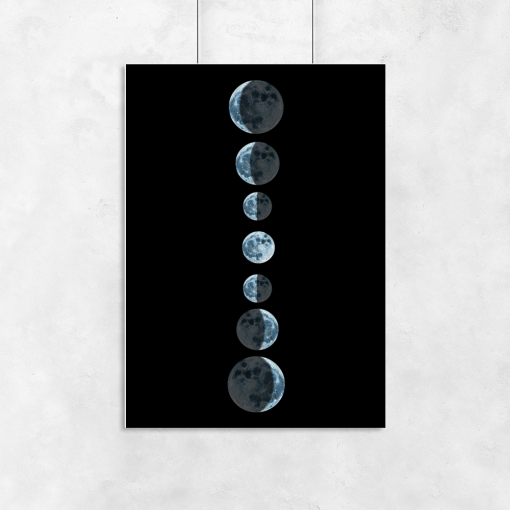 Czarny plakat z fazami księżyca