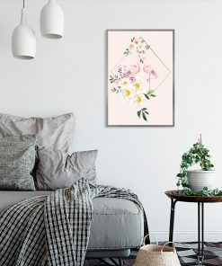 Plakat kwiaty i flamingi