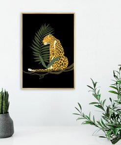 Plakat czarny z gepardem