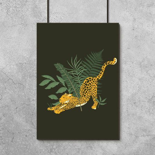 Plakat liście i gepard