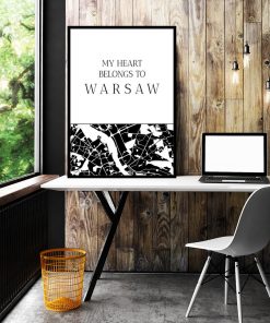 Plakat napis o Warszawie