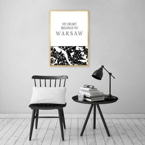 Plakat mapka Warszawy
