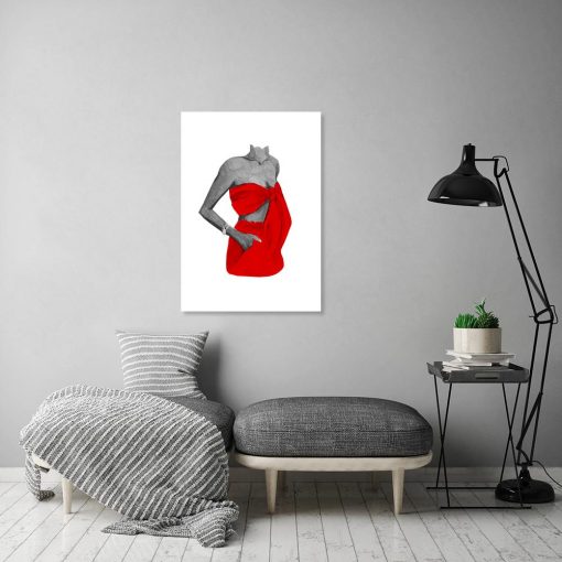 Plakat kobieta w czerwonej sukience
