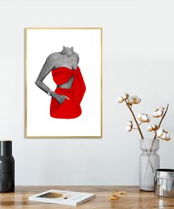Plakat kobieta czerwony strój