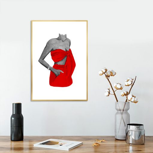 Plakat kobieta czerwony strój