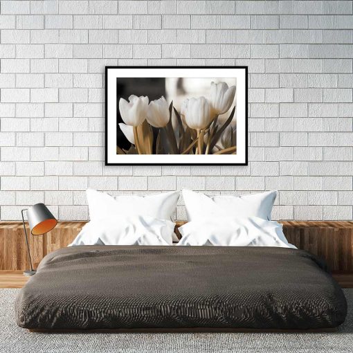 plakat do sypialni z kwitnącymi tulipanami