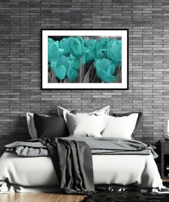 plakat miętowe tulipany do sypialni