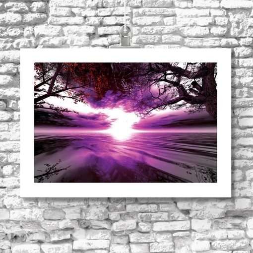plakat z fioletowym zachodem słońca