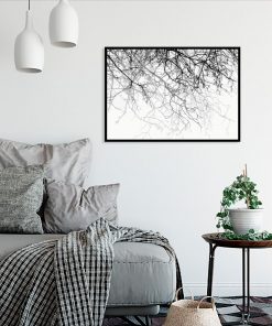 dekoracja czarno-biała z gałęziami