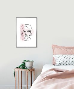 plakat z wizerunkiem kobiety namalowanej linami