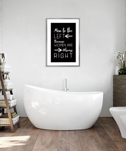 czarno-biały plakat do łazienki z napisami