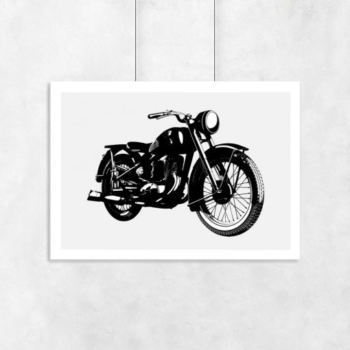 plakat w starym stylu z motocyklem