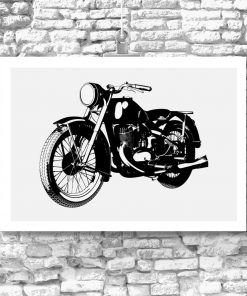 plakat przedstawiający stary motocykl
