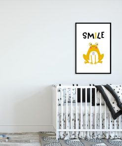 plakat dziecięcy przedstawiający żabkę i napis Smile