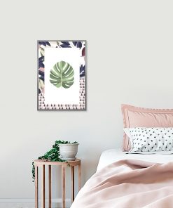 plakat z motywem liścia do sypialni