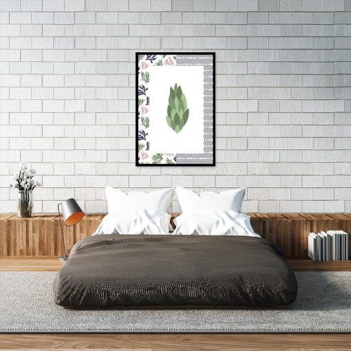 plakat do sypialni z roślinnym wzorem